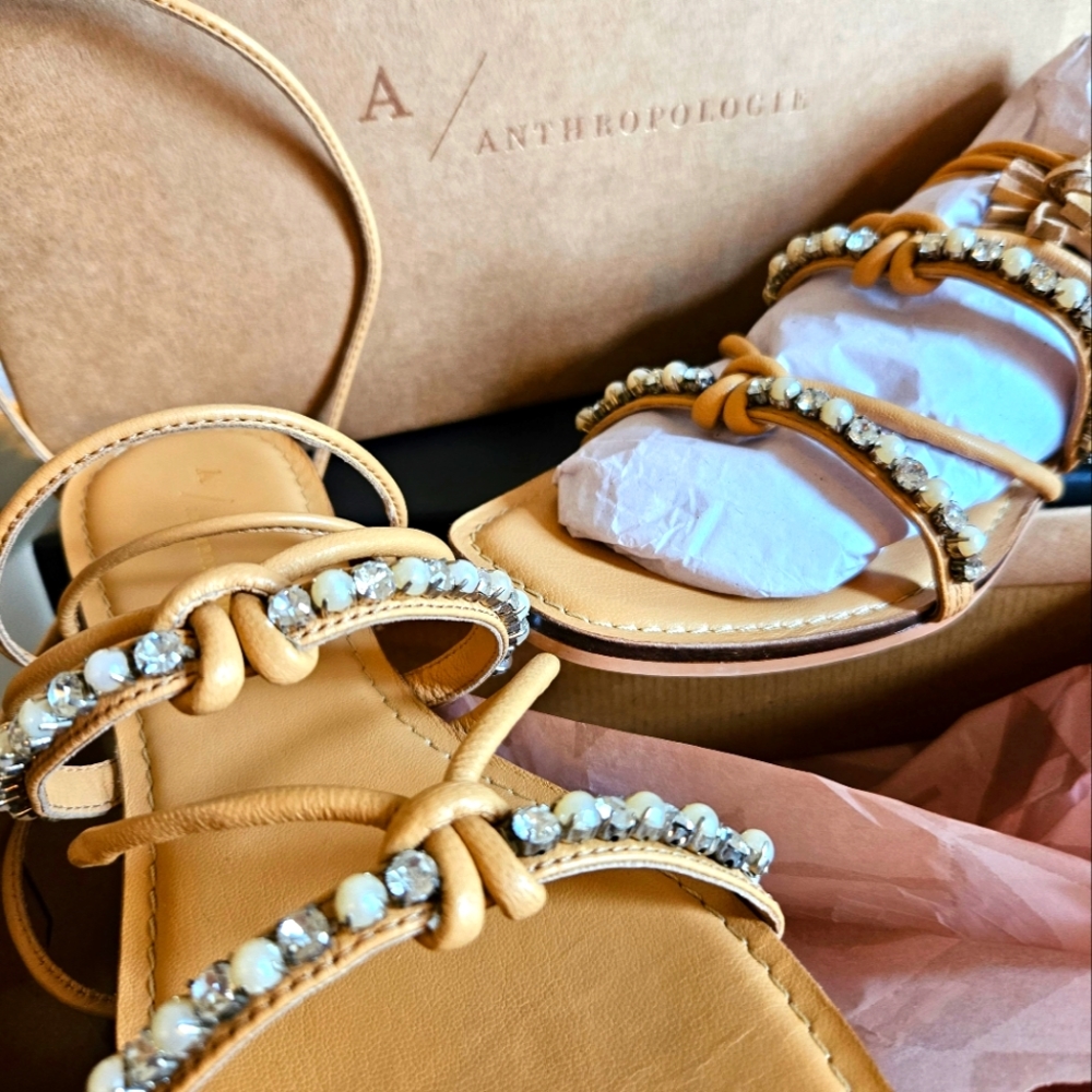 Anthropologie Ankle Tie Sandals